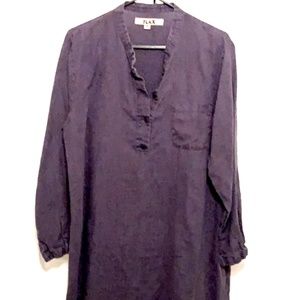 FLAX dress,tunic over sz S , denim color purple fade , short